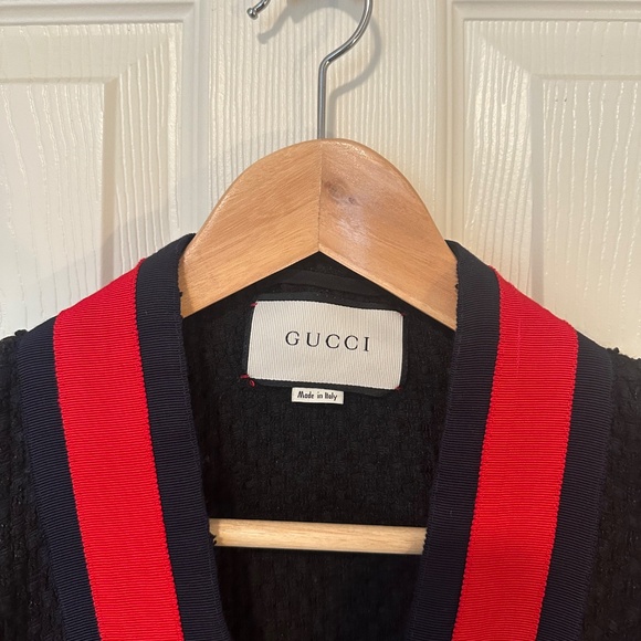 Gucci Navy Cardigan with Red Trim - Picture 2 of 6